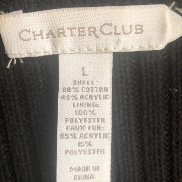 Charter Club Black Faux Fur Sweater Sz. Lg EUC - Picture 5 of 5